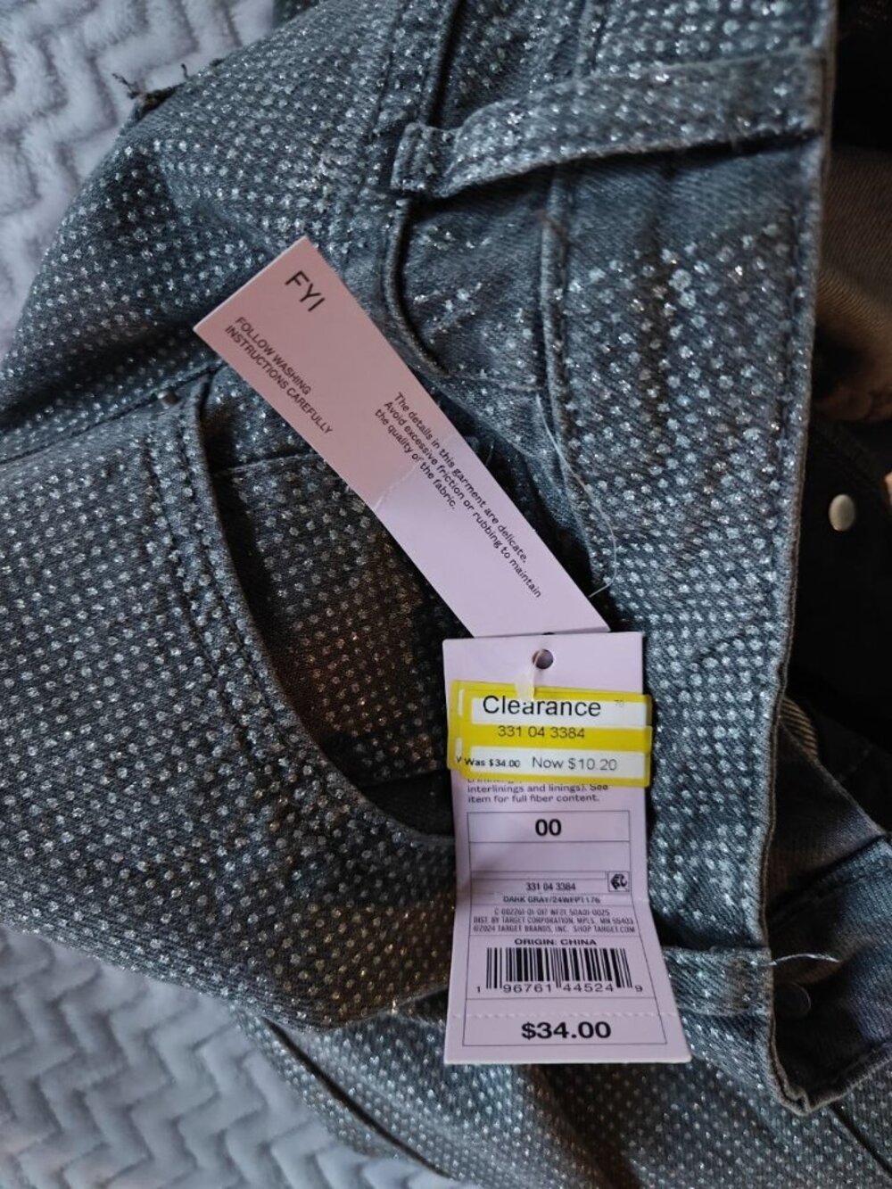 Wild Fable EasyRigid Rhinestone Studded Jeans Gray Size 00 NWT - Picture 12 of 13